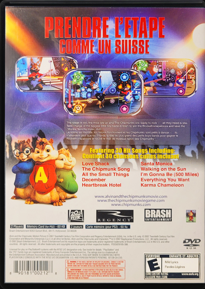 Alvin and the Chipmunks PS2 back side cover case