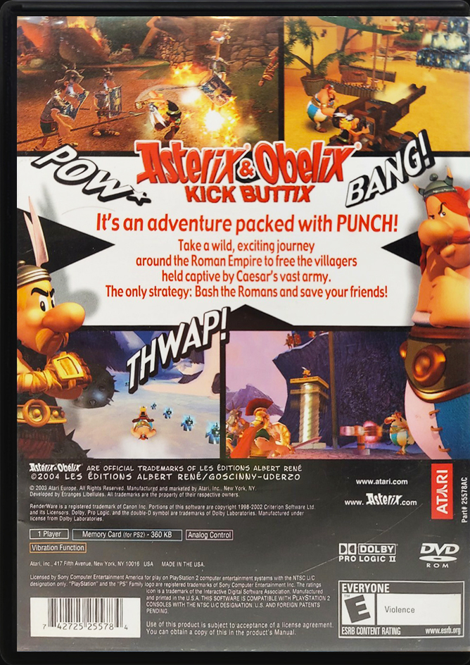 Asterix & Obelix Kick Buttix PS2 back side cover case