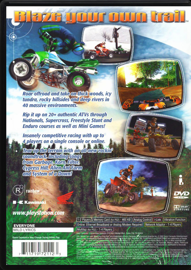 ATV Offroad Fury 2 PS2 back side cover case