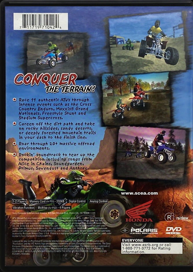 ATV Offroad Fury PS2 back side cover case