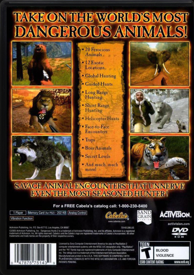 Cabelas Dangerous Hunts 2 PS2 back side cover case