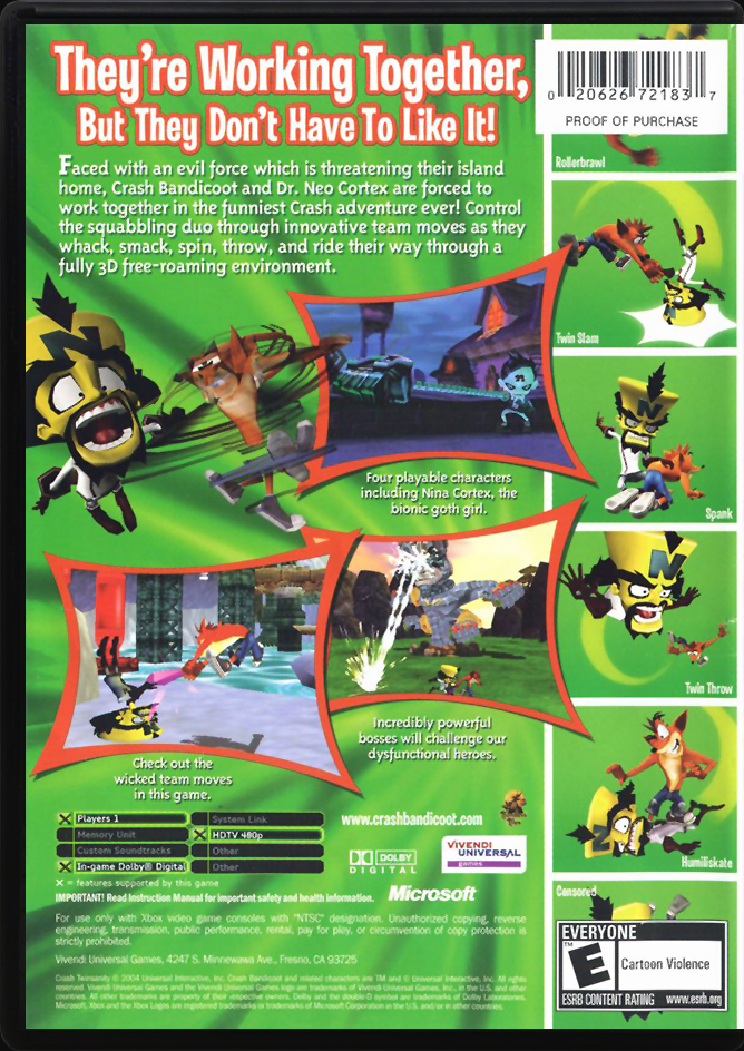 Crash Twinsanity PS2 back side cover case