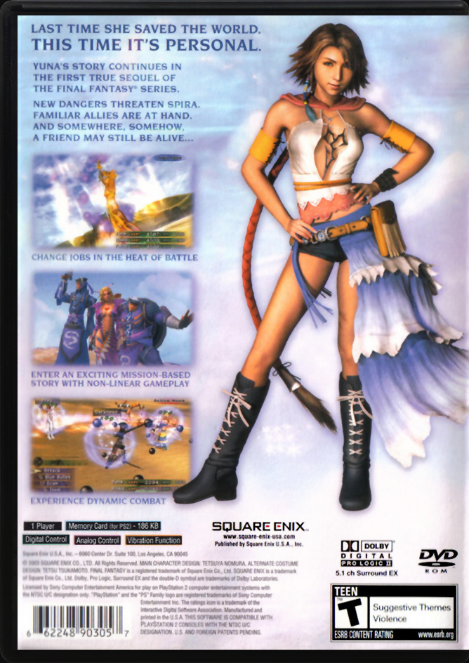 Final Fantasy X-2 PS2 back side cover case