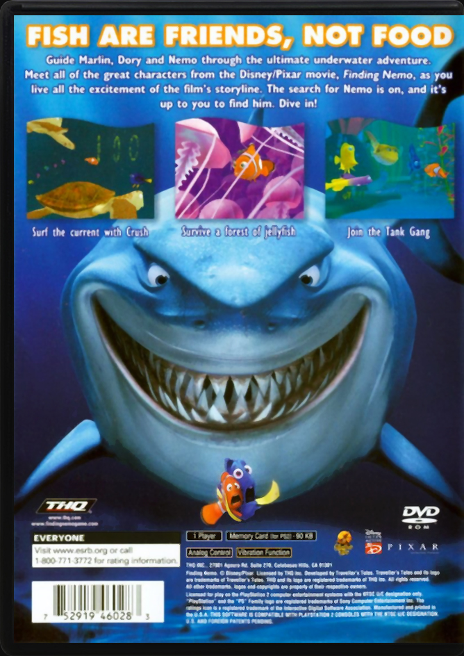 Finding Nemo PS2 back side cover case