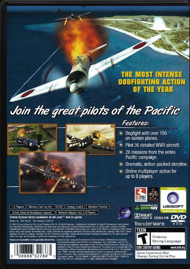 Heroes of the Pacific PS2 back side cover case