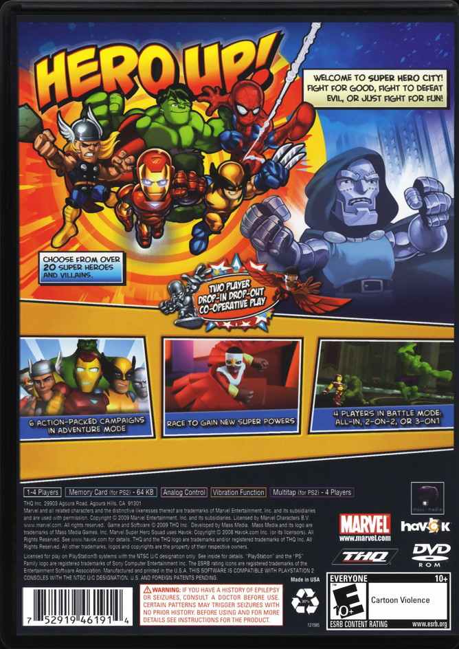 Marvel Super Hero Squad PS2 back side cover case