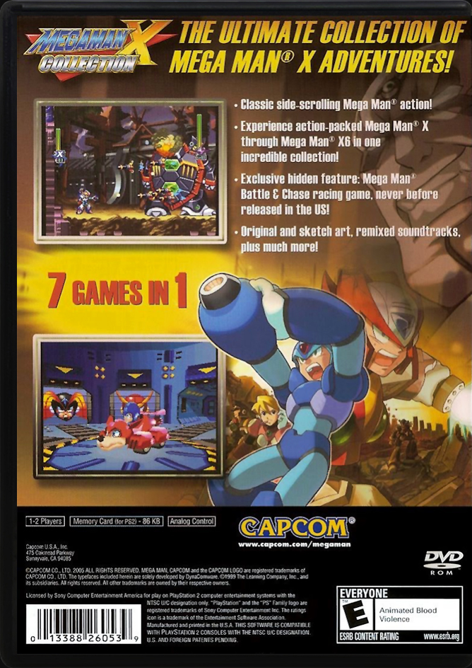 Mega Man Anniversary Collection PS2 back side cover case