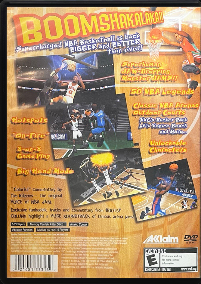 NBA Jam PS2 back side cover case