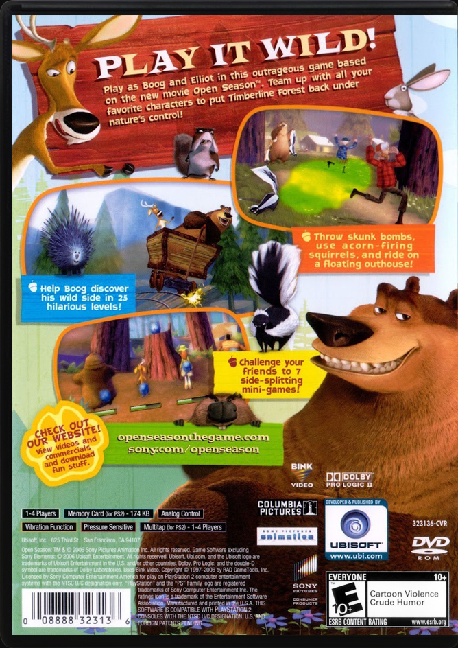 Open Season PS2 back side cover case