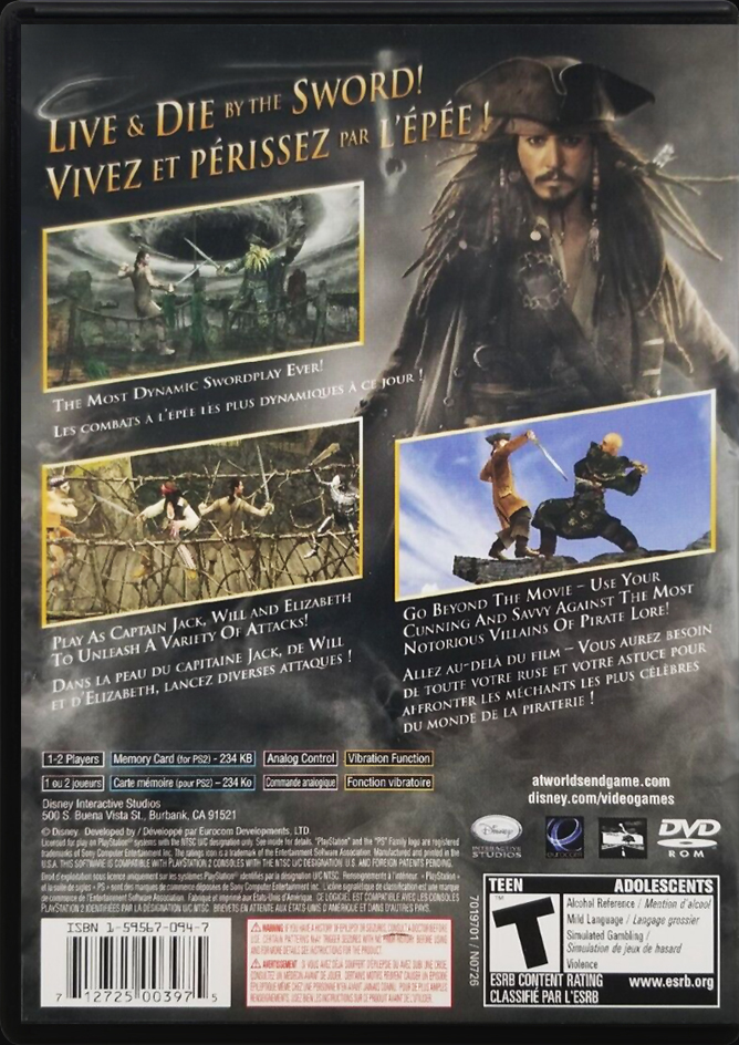 Pirates of the Caribbean At Worlds End PS2 back side cover case