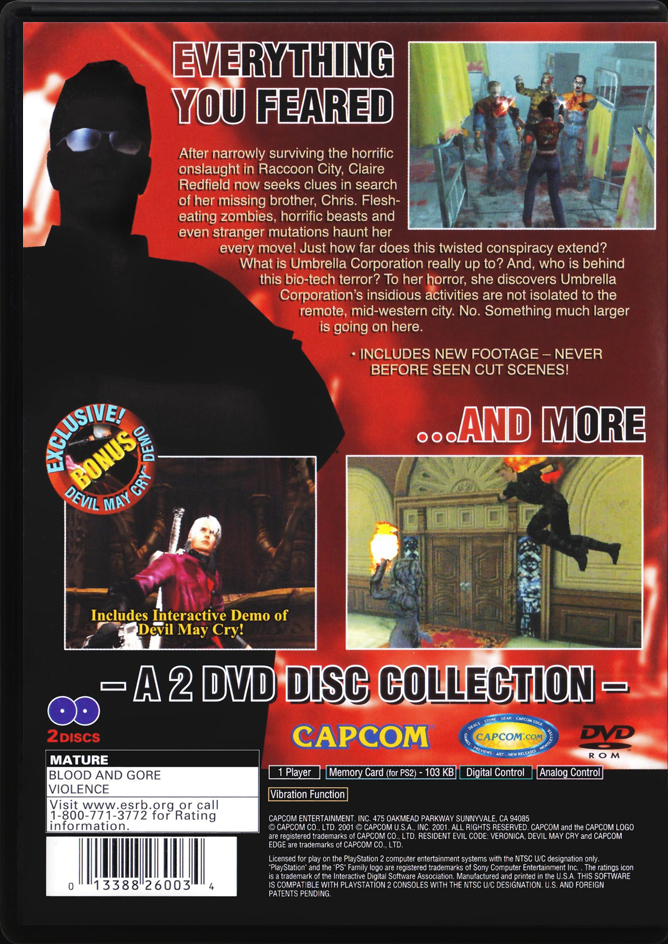 Resident Evil CODE:Veronica PS2 back side cover case