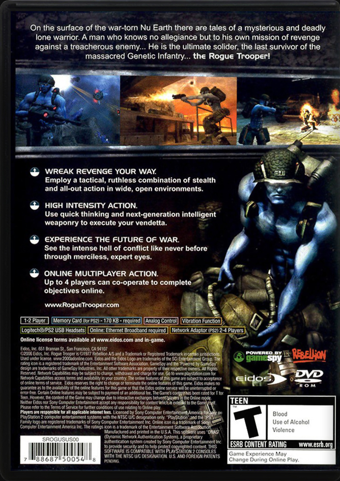 Rogue Trooper PS2 back side cover case