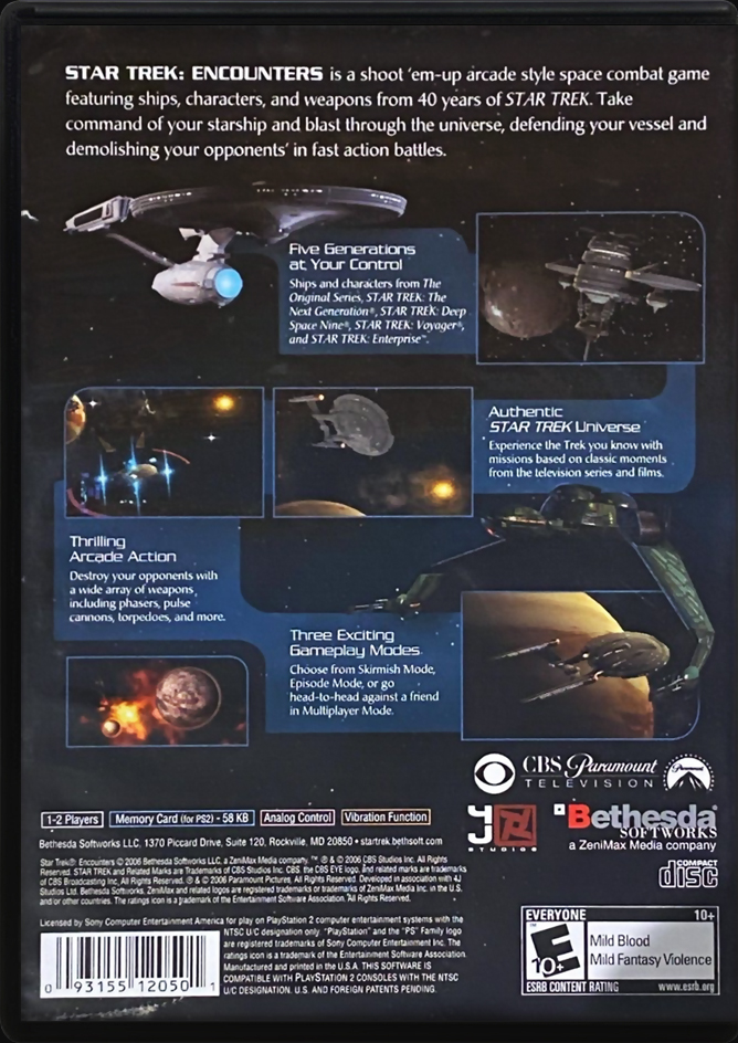 Star Trek Encounters PS2 back side cover case