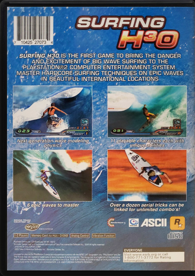Surfing H3O PS2 back side cover case