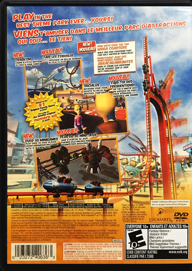 Thrillville Off the Rails PS2 back side cover case