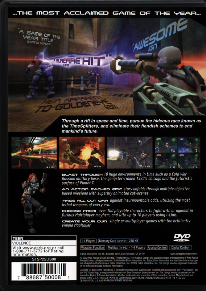 TimeSplitters 2 PS2 back side cover case