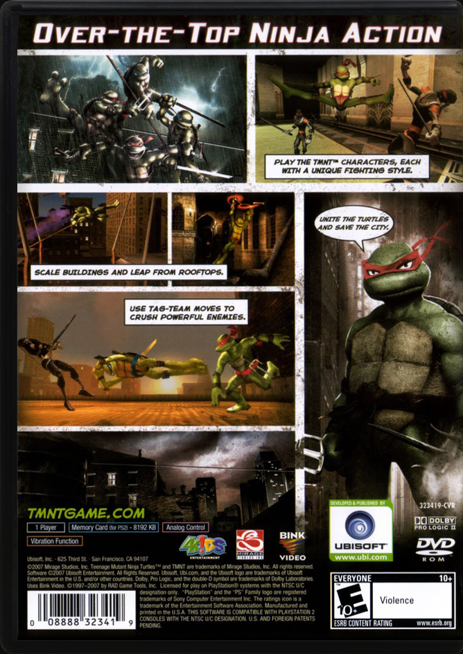 TMNT PS2 back side cover case