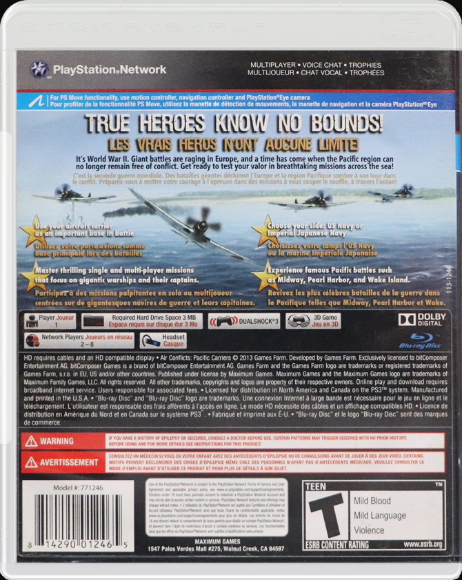 Air Conflicts Pacific Carriers PS3 back side cover case