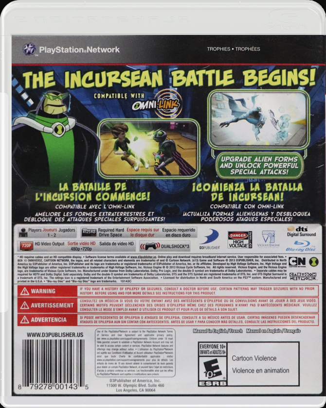 Ben 10: Omniverse 2 PS3 back side cover case