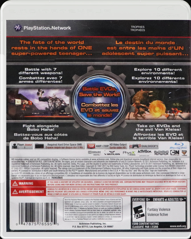 Generator Rex: Agent of Providence PS3 back side cover case