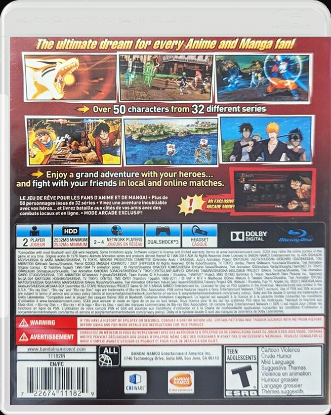 J-Stars Victory VS+ PS3 back side cover case