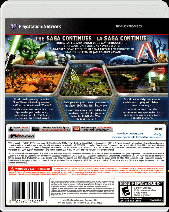 LEGO Star Wars III The Clone Wars back side cover case