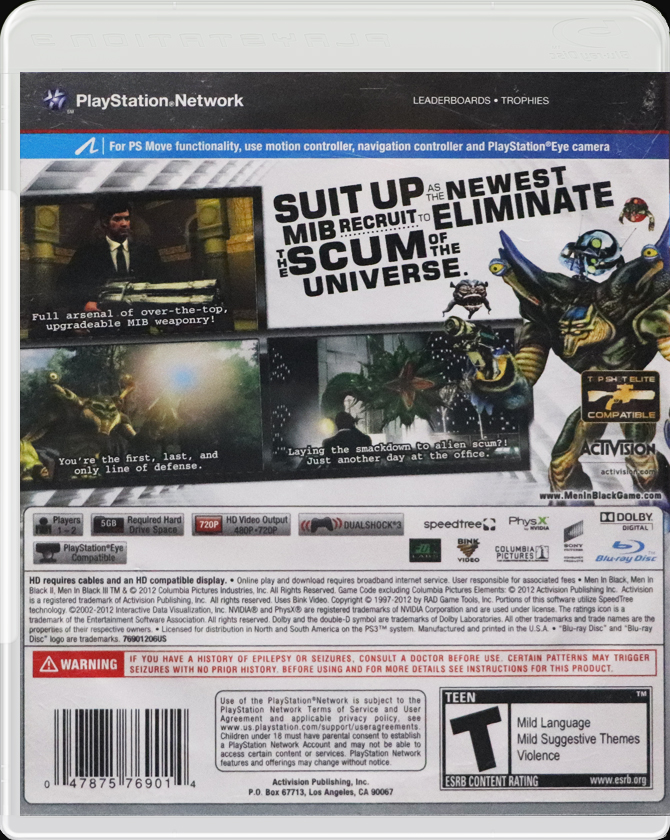 MIB: Alien Crisis PS3 back side cover case