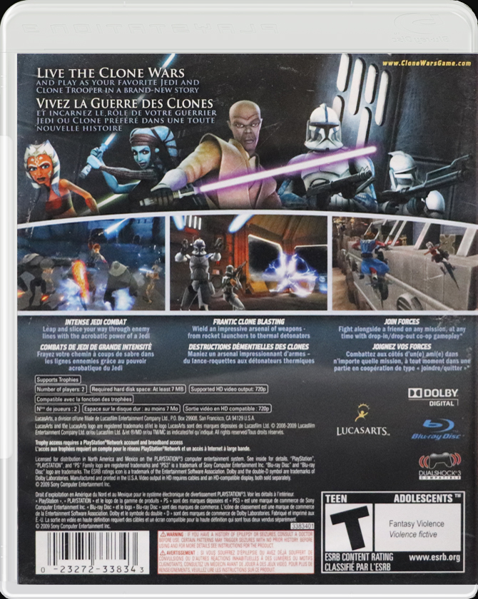 Star Wars: The Clone Wars Republic Heroes PS3 back side cover case