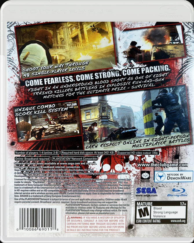 The Club PS3 back side cover case