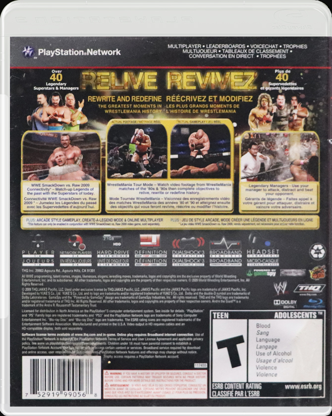 UFC Undisputed 2010 PS3 back side cover case