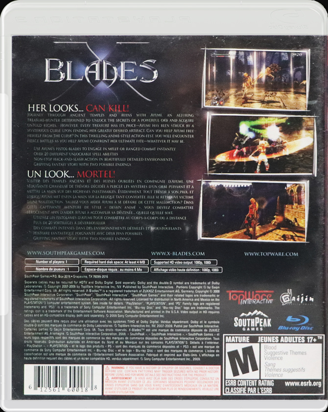 X-Blades PS3 back side cover case