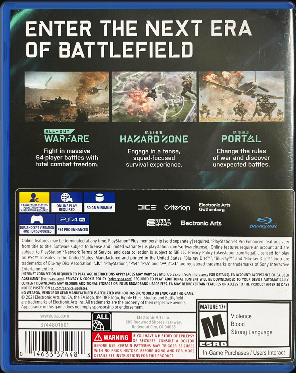 Battlefield 2042 PS4 back side cover case