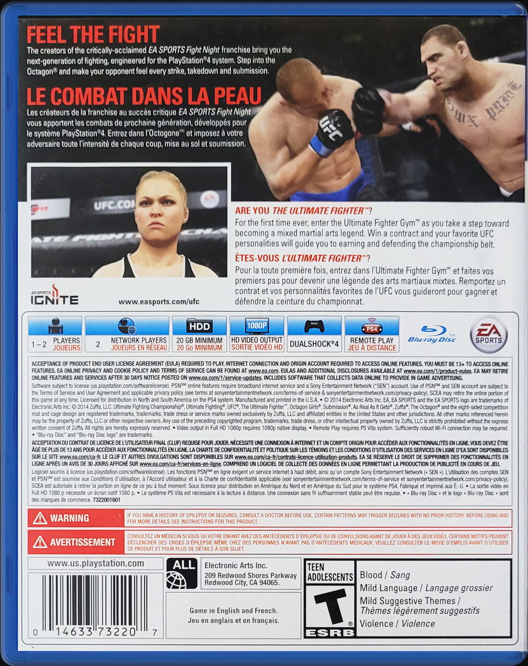 UFC 4 PS4 back side cover case