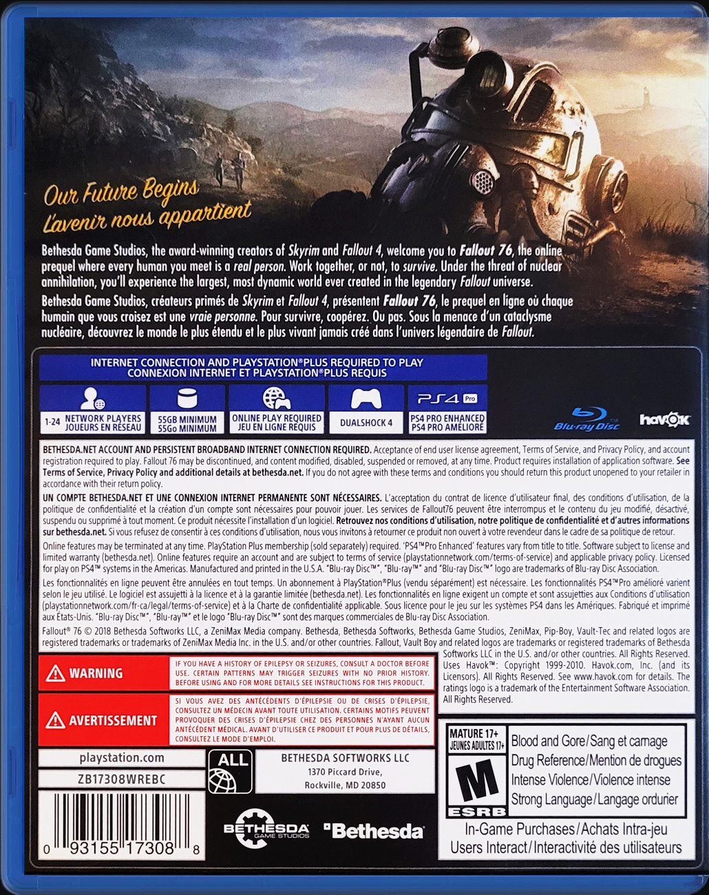 Fallout 76 PS4 back side cover case