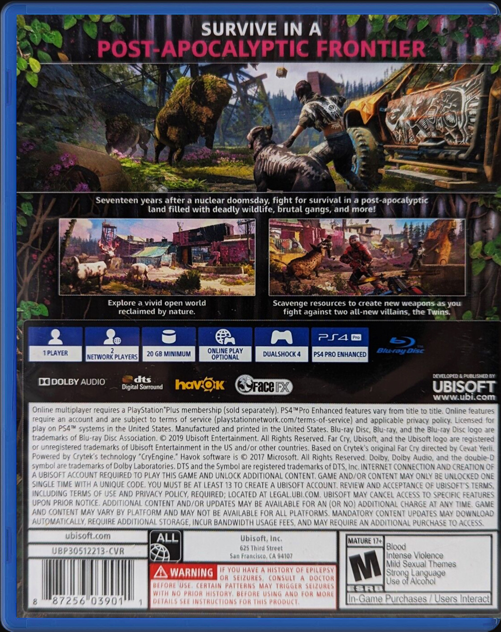 Far Cry New Dawn PS4 back side cover case