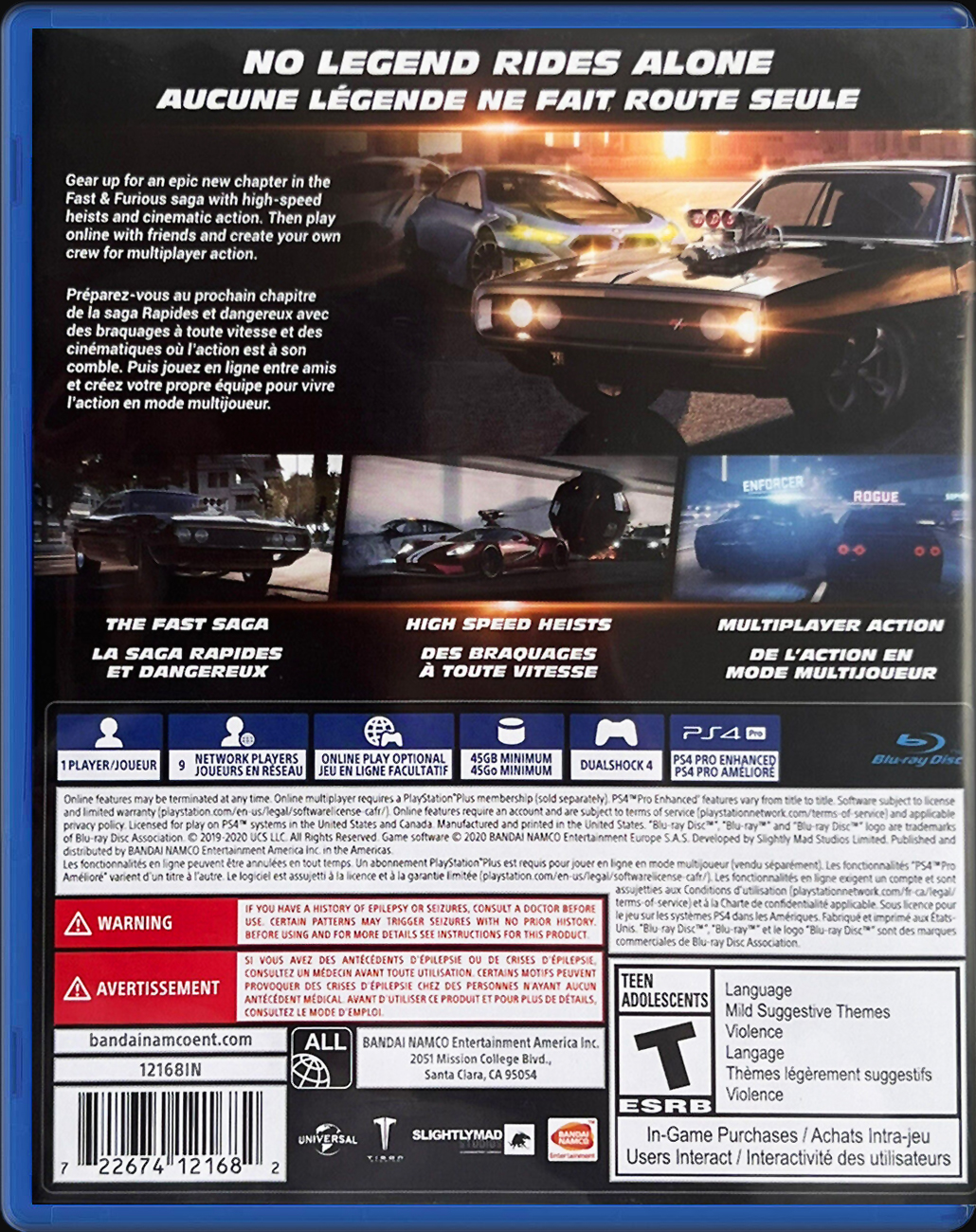 Fast & Furious Crossroads PS4 back side cover case