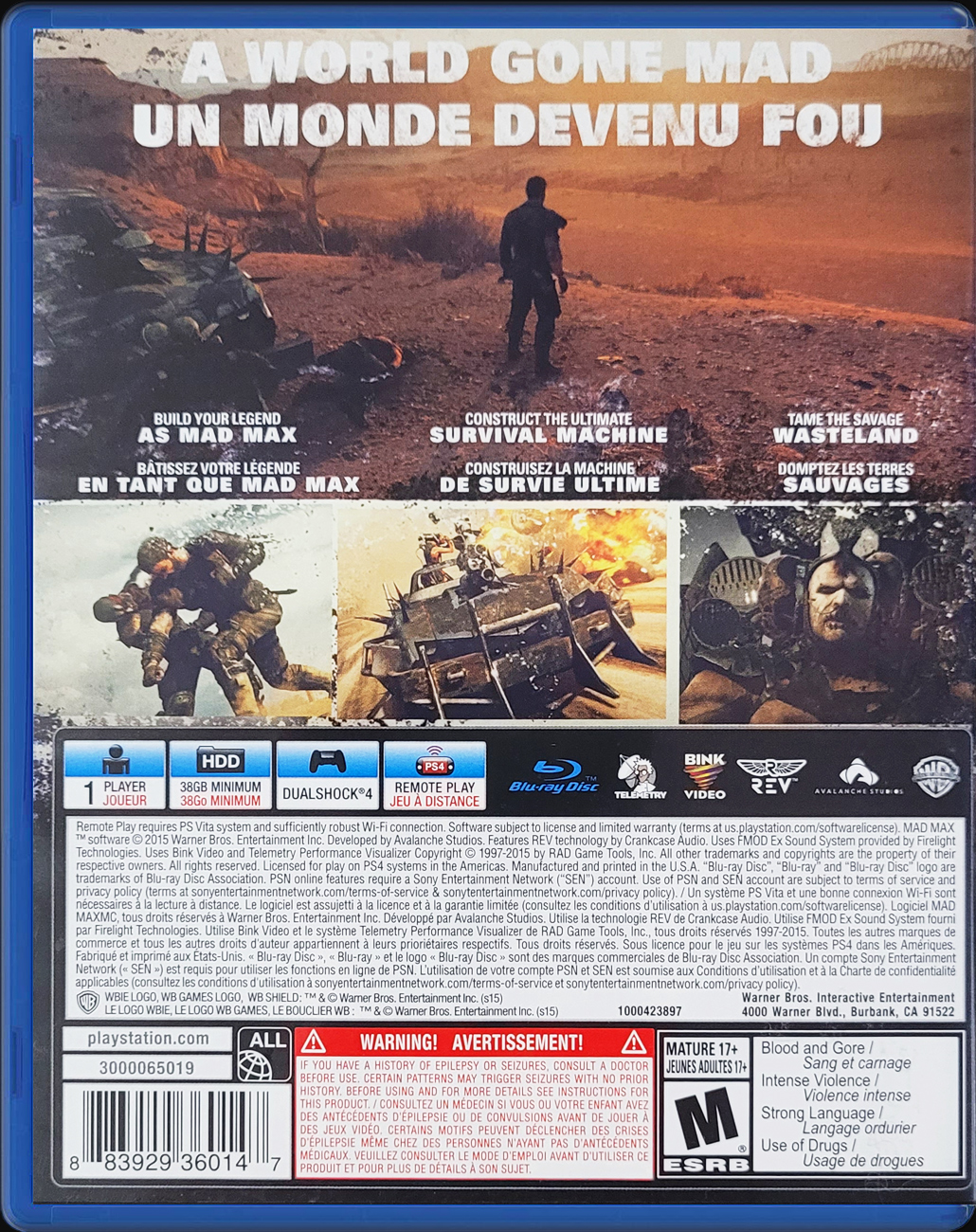 Mad Max PS4 back side cover case