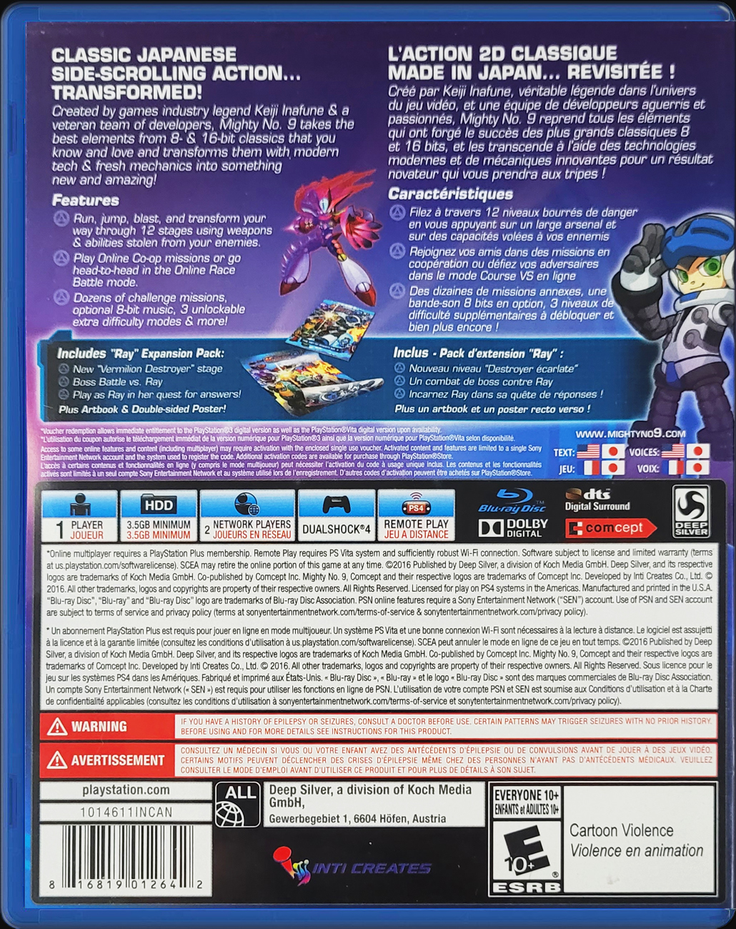 Mighty No. 9 PS4 back side cover case