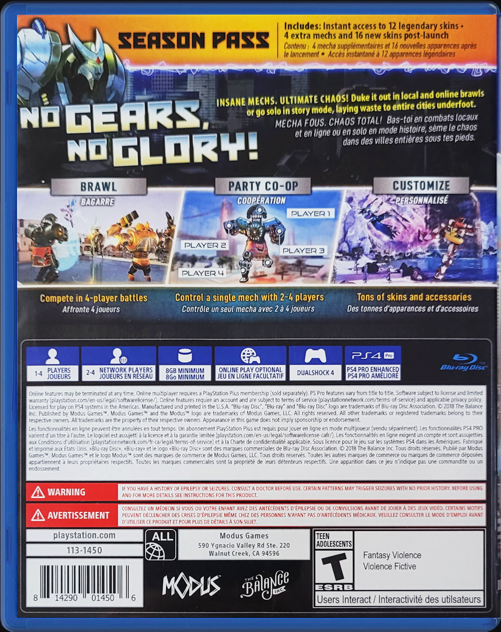 Override: Mech City Brawl PS4 back side cover case