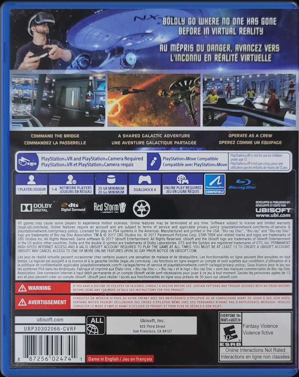 Star Trek: Bridge Crew PS4 back side cover case