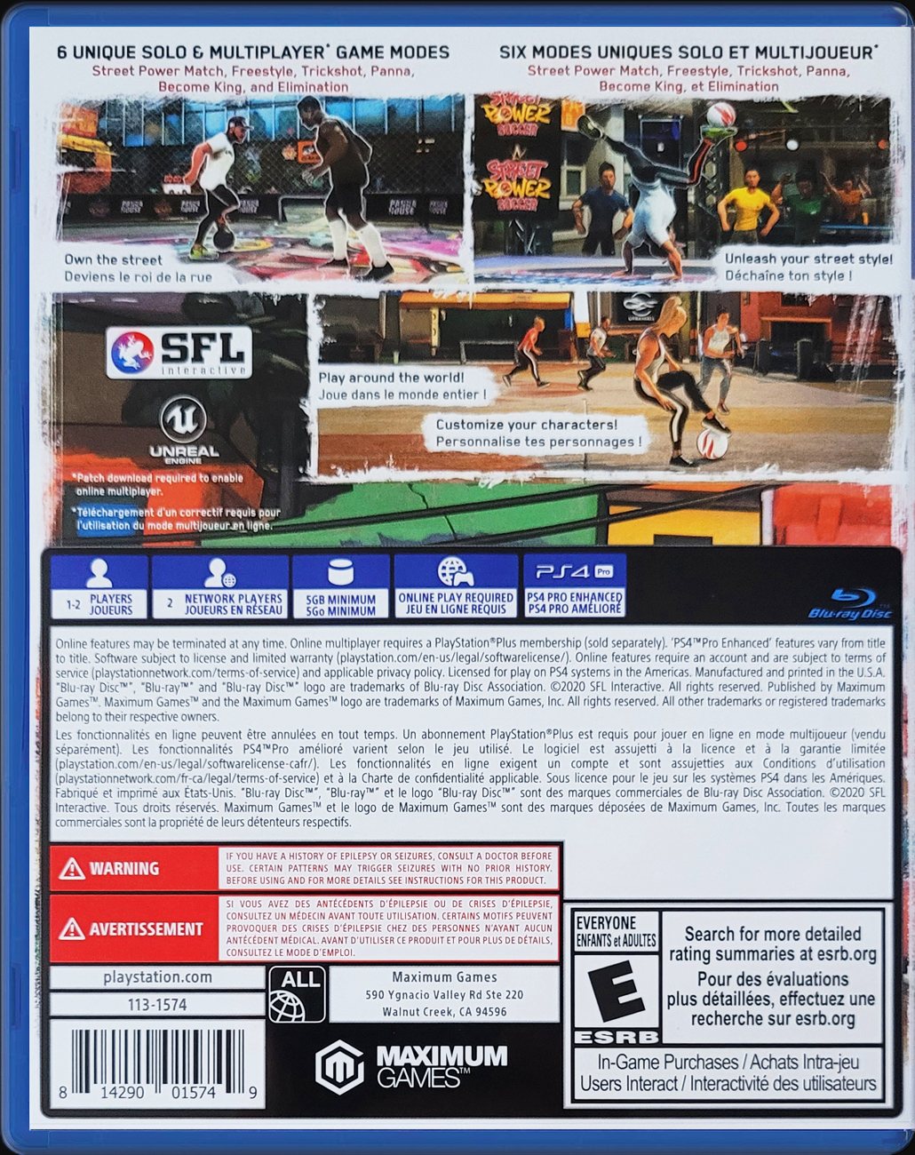 Street Power Soccer PS4 back side cover case