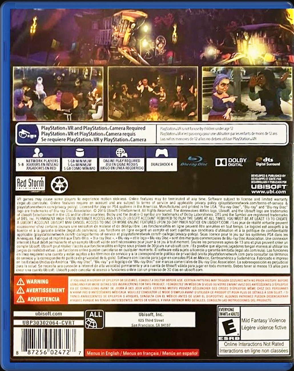 Werewolves Within PS4 back side cover case