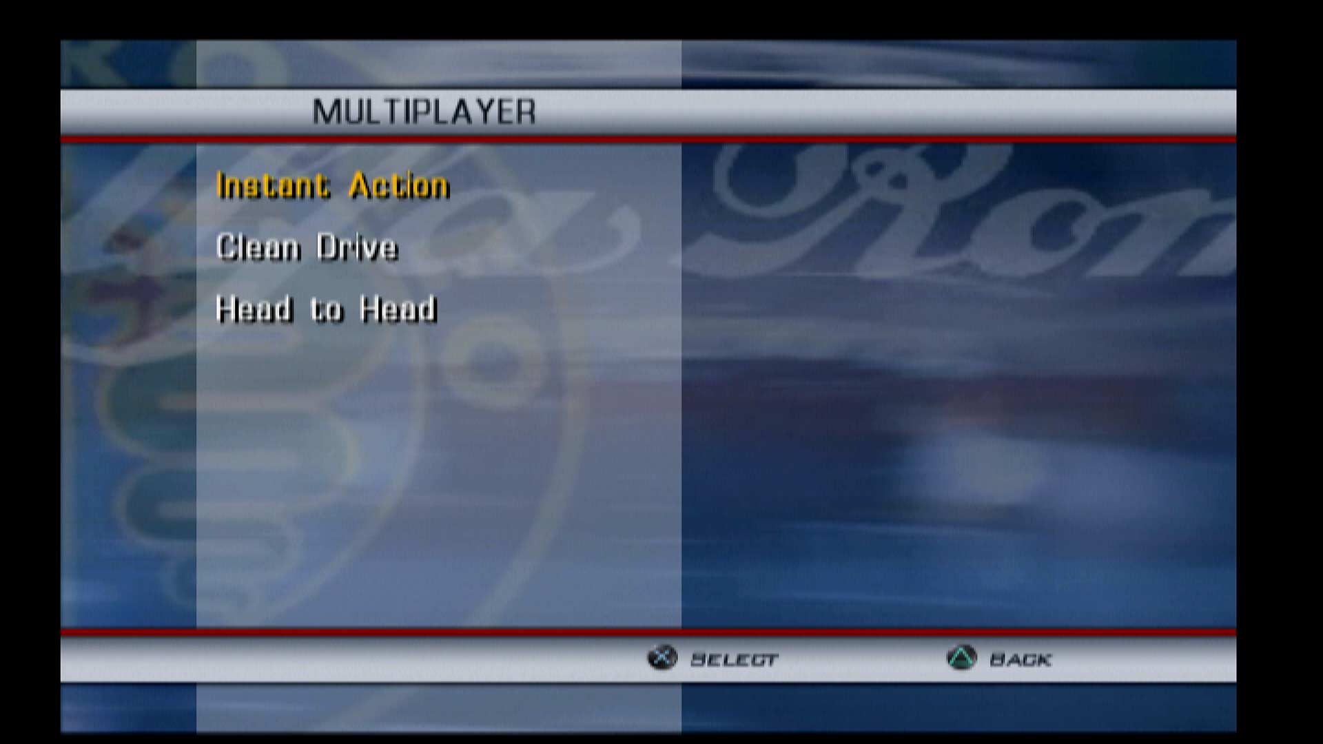 Alfa Romeo Racing Italiano PS2 multiplayer menu