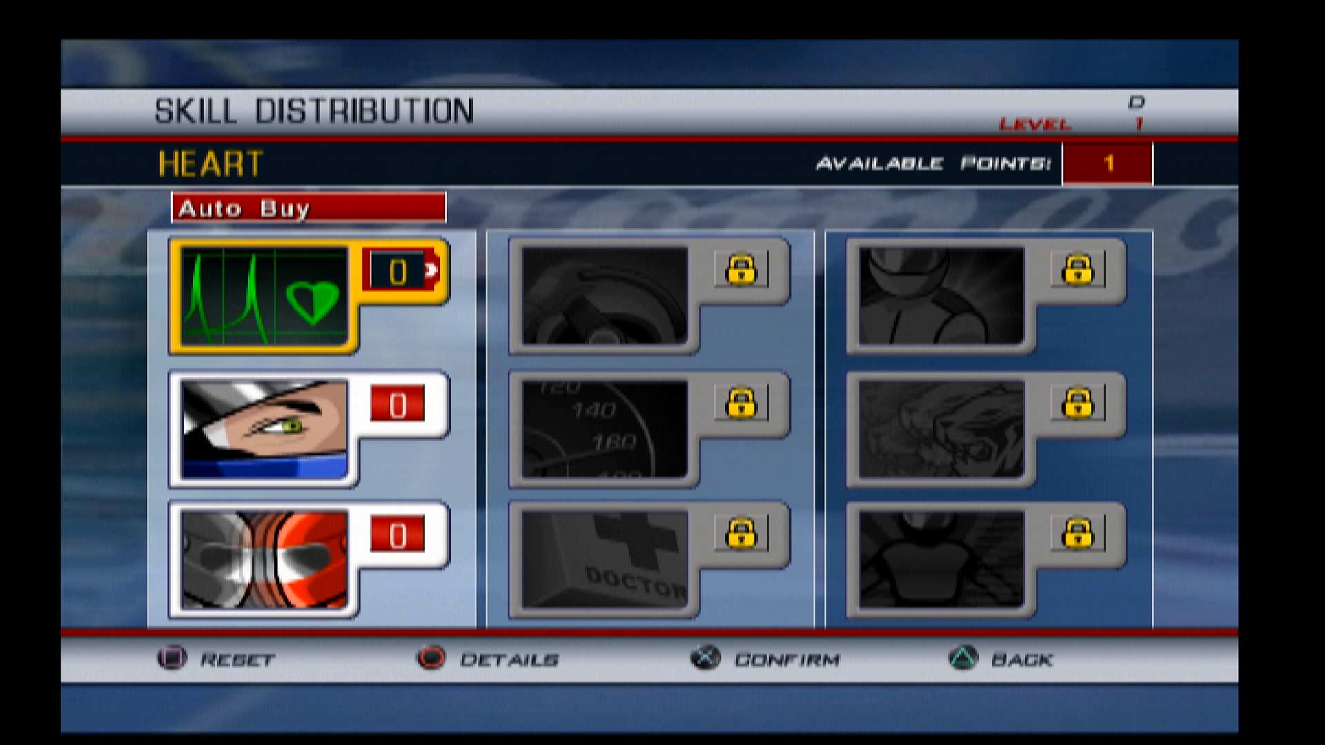 Alfa Romeo Racing Italiano PS2 menu skill distribution