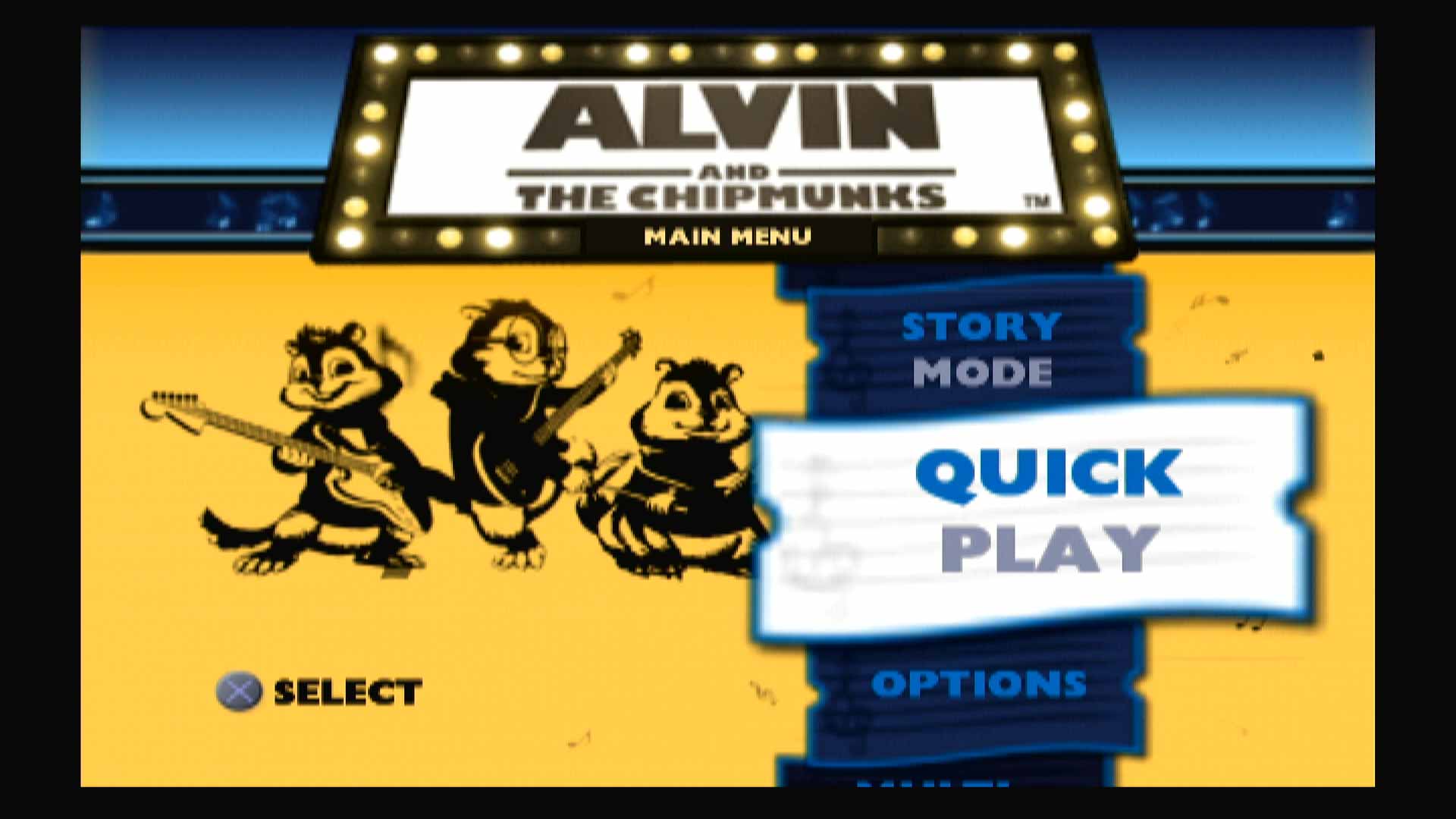 Alvin and the Chipmunks PS2 game menu 1