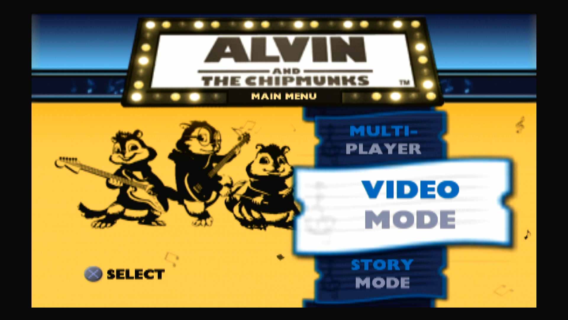 Alvin and the Chipmunks PS2 game menu 2