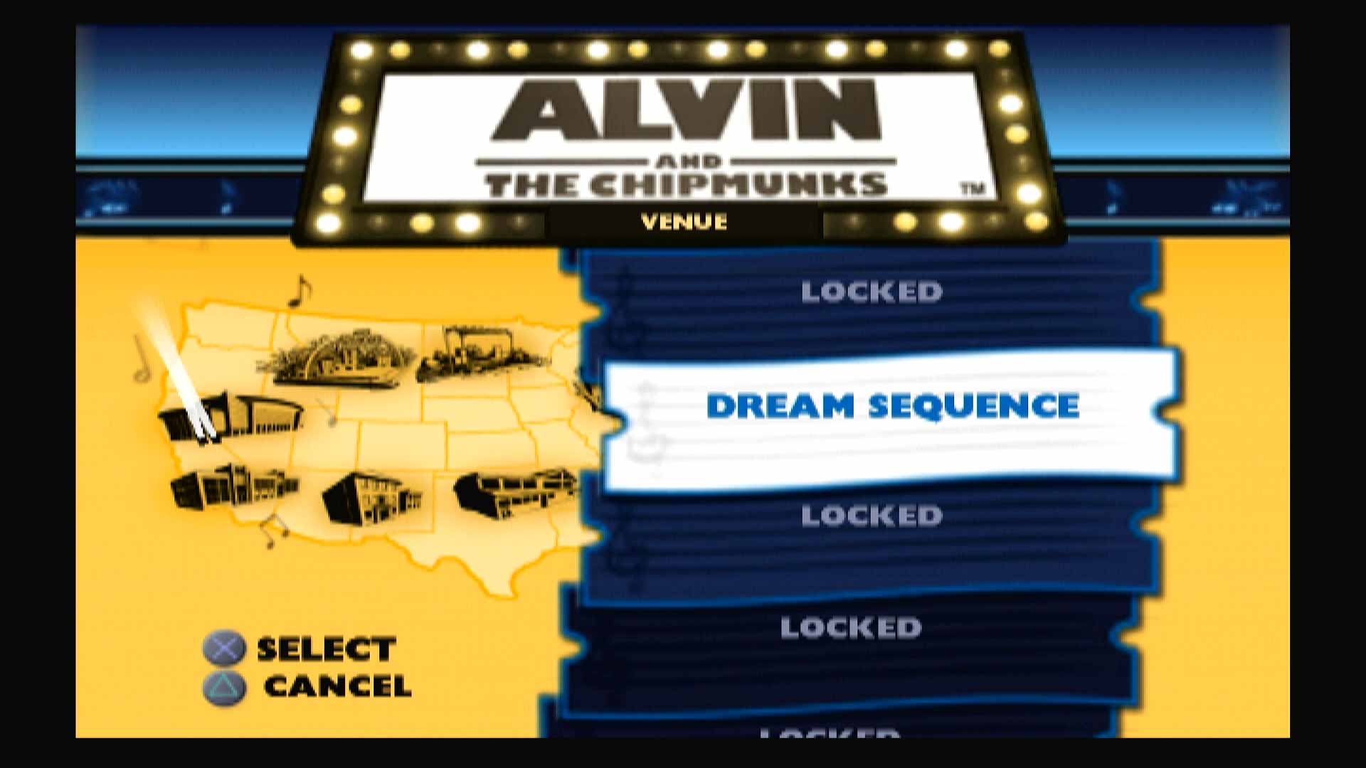 Alvin and the Chipmunks PS2 story mode menu