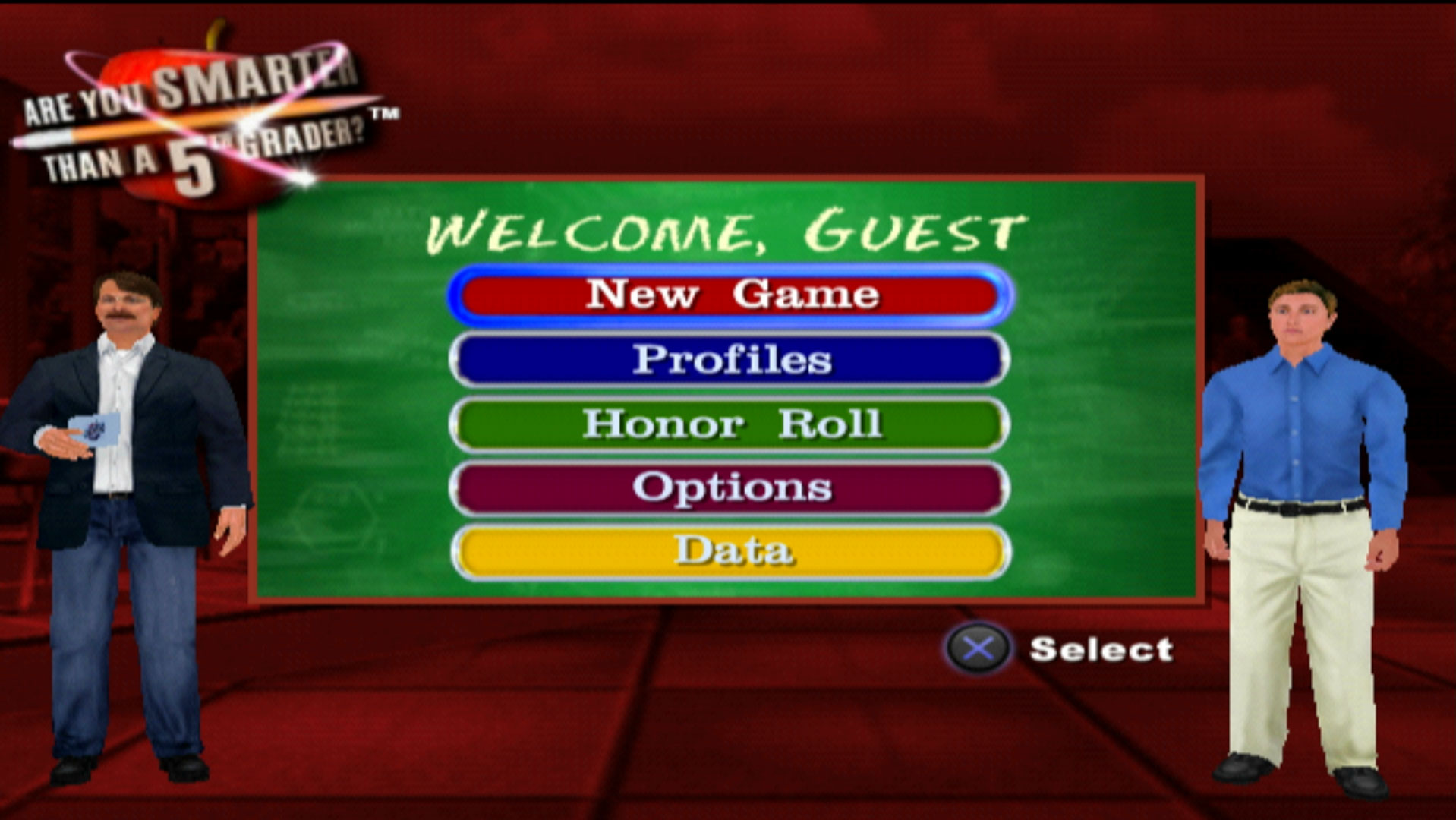 Are You Smarter Than a 5th Grader PS2 main menu