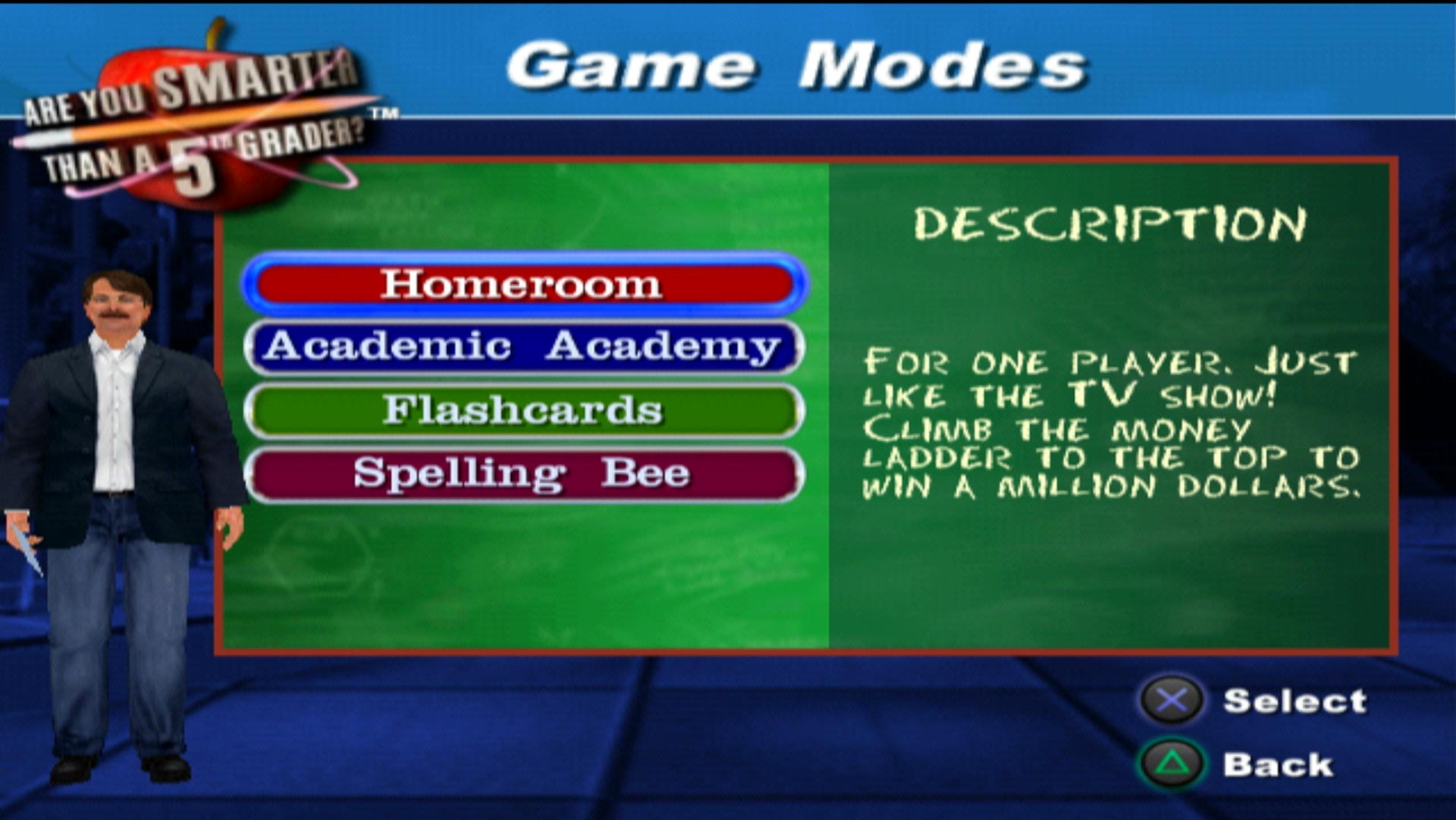 Are You Smarter Than a 5th Grader PS2 game mode menu