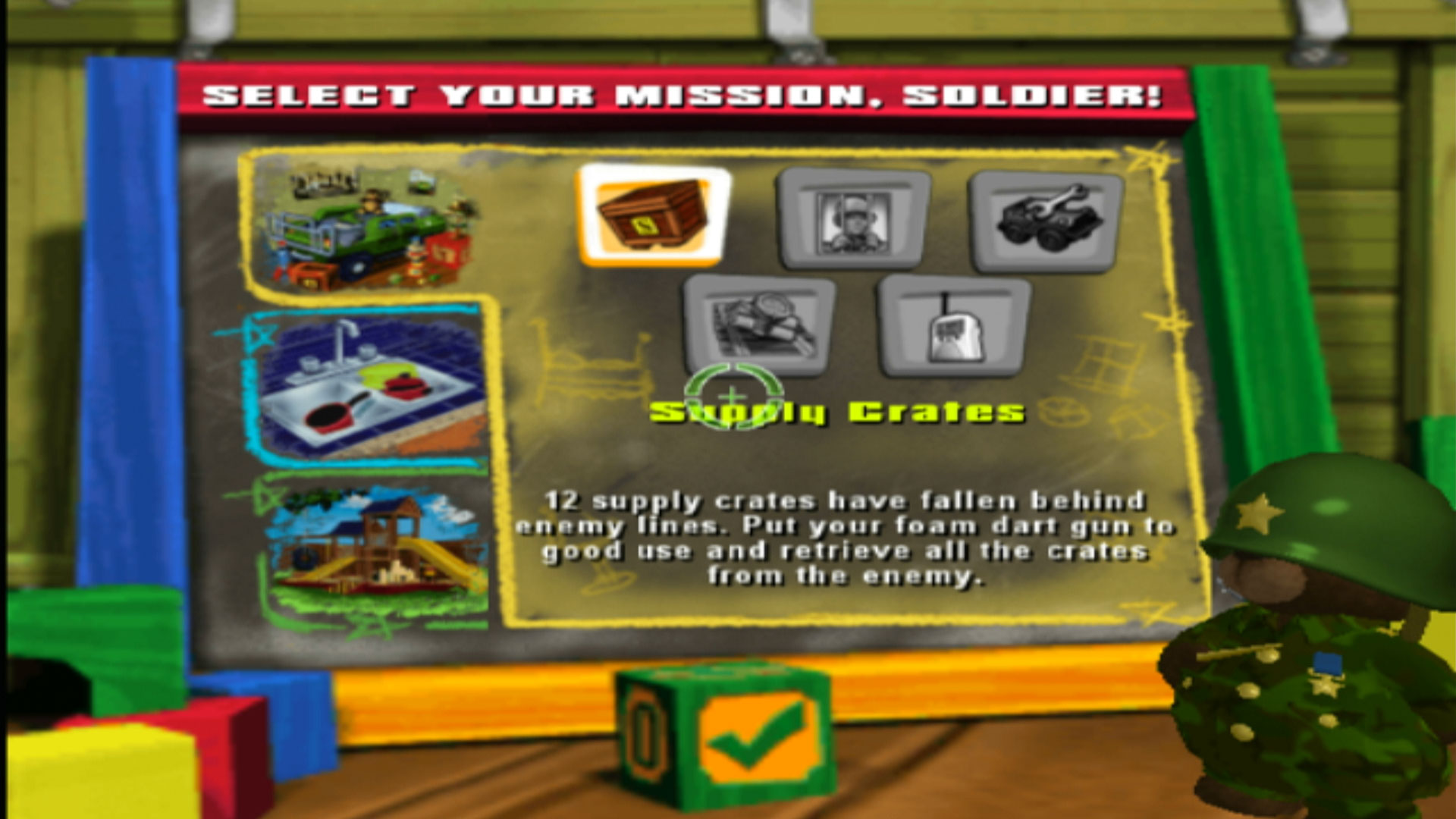 Army Men Soldiers of Misfortune PS2 missions menu